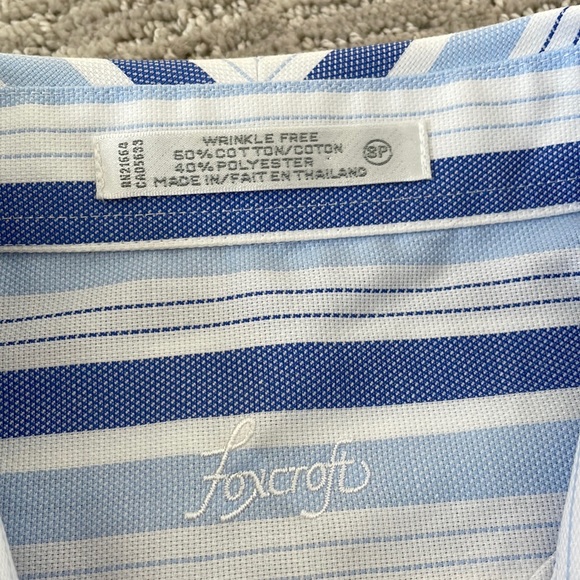 FOXCROFT Blue & White Striped Shirt, Button Down Top, Wrinkle Free, 8 Petite - Picture 11 of 15